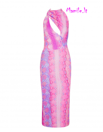 Rožinė gyvatės rašto suknelė "PINK". Dydžiai XS