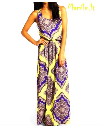 Ilgos neoninės suknelės "Paisley" motyvais. Dydžiai M-L