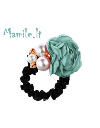 Puošnios plaukų gumytės-apyrankės „GREEN ROSES“