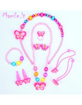 9 dalių vaikiški papuošalų rinkiniai "PERLŲ DRUGELIAI“