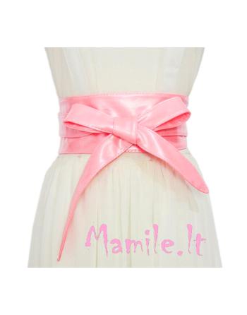 Platūs, surišami perlamutro rožinės spalvos diržai "PINKY"
