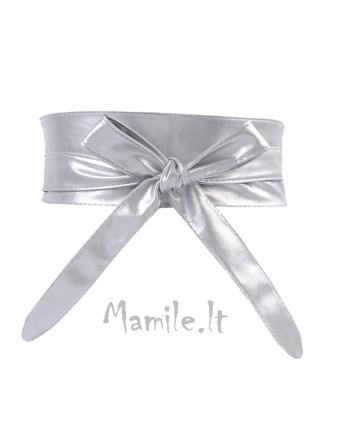 Platūs, surišami sidabro spalvos diržai "SILVERY"