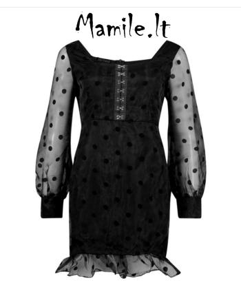 Juodos organzos suknelė su nedideliu DEFEKTUKU. Dydis XS/S
