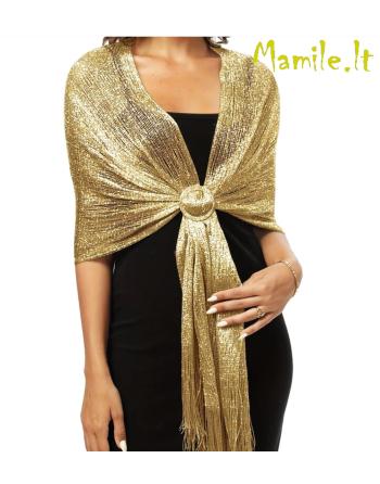 Aukso spalvos Blizgi kokteilinė skraistė-šalis „DARK CHAMPANE“