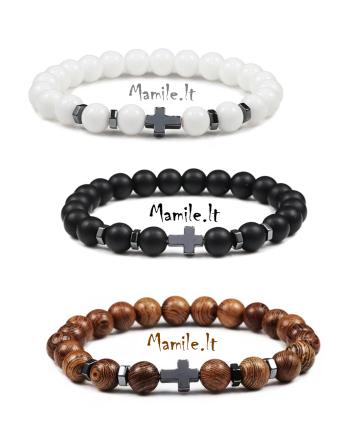 Akmenukų apyrankės su kryželiu