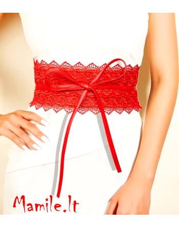 Puošnūs, platūs, nėriniuoti surišami diržai "BAILA RED"