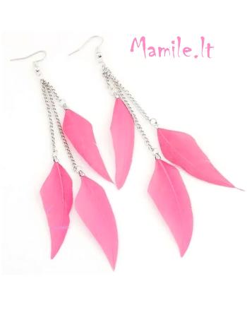 Plunksnų auskarai "PINK NATALLI"